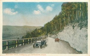Berkshire Hills Massachusetts Mohawk Trail, 2 Old Cars WB Postcard  Unused