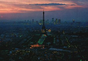 Vintage Postcard Aerial City View Paris La Nuit Panorama Paris