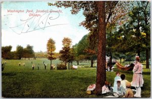 VINTAGE POSTCARD FAMILY OUTINGS AT WASHINGTON PARK BASEBALL GROUNDS CHICAGO 1908