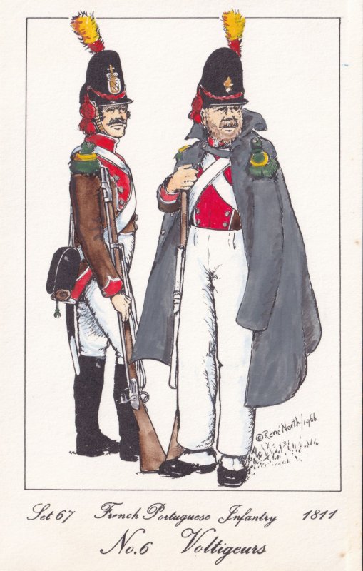 French Portuguese Infantry Voltigeurs Napoleonic War Soldier Military Postcard