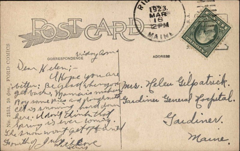 Car Auto Satire Comic A Ford Is Like A Bathtub c1915 Postcard