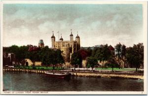 postcard UK England Tower of London - View from Tower Bridge
