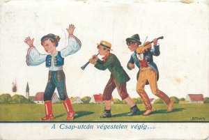 Lot 14 Easter folklore & traditions greetings postcards drawn children Hungary 