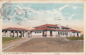 Postcard Railroad Station NY NH & H Depot Westerly RI
