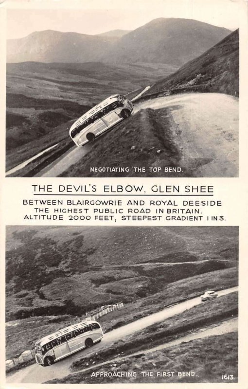 Glen Shee Scotland Sight seeing bus on Devil's Elbow Real Photo PC AA19259