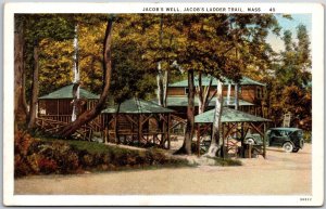 Jacob's Well Jacob's Ladder Trail Massachusetts MA Cottages Trees Postcard