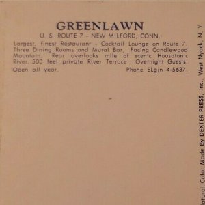 VTG postcard Greenlawn New Milford Connecticut Candlewood Mountain unused   374