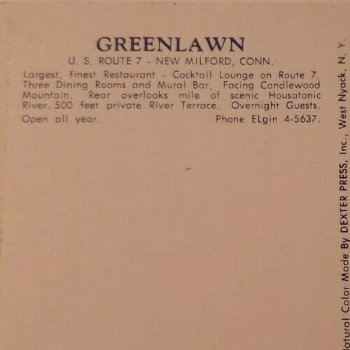 VTG postcard Greenlawn New Milford Connecticut Candlewood Mountain unused   374