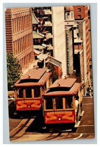 Vintage 1960's Postcard Street Cable Cars Streets of San Francisco California