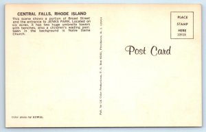 CENTRAL FALLS, Rhode Island RI ~ Jenks Park NOTRE DAME CHURCH c1960s Postcard