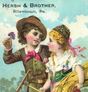 1880s Hersh & Bro. New Globe Range Coal Or Wood Cute Children B #5D