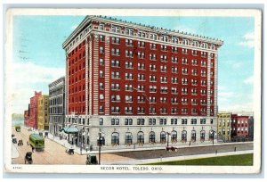 1921 Secor Hotel Exterior Building Toledo Trolley Ohio Vintage Antique Postcard