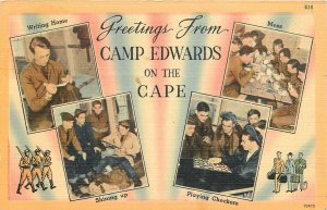 Postcard 1941 Massachusetts Cape Cod Military Camp Edwards activities MA24-2550