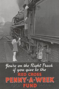 Red Cross Penny A Week Fund Charity Railway Poster Postcard