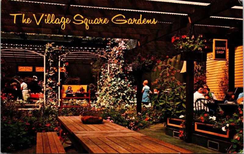 Village Square Gardens Mendocino California CA Dining Area Postcard VTG UNP 