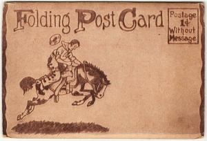 Cowboys and Cowgirls Folding Postcard Souvenir Folder Artist Signed 1910s