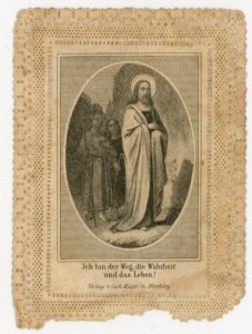 1840s-50 Carl Mayer Nurnberg Engraved Jesus Paper Lace Religous F220