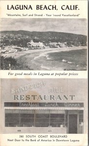 Sandwich Mill Restaurant, Laguna CA Vintage Postcard Q52