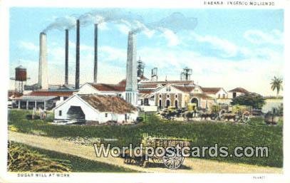 Ingenio Moliendo, Sugar Mill at Work Habana Republic of Cuba Writing on back 