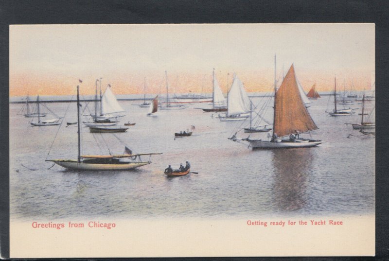 America Postcard- Greetings From Chicago, Getting Ready For The Yacht Race T7517