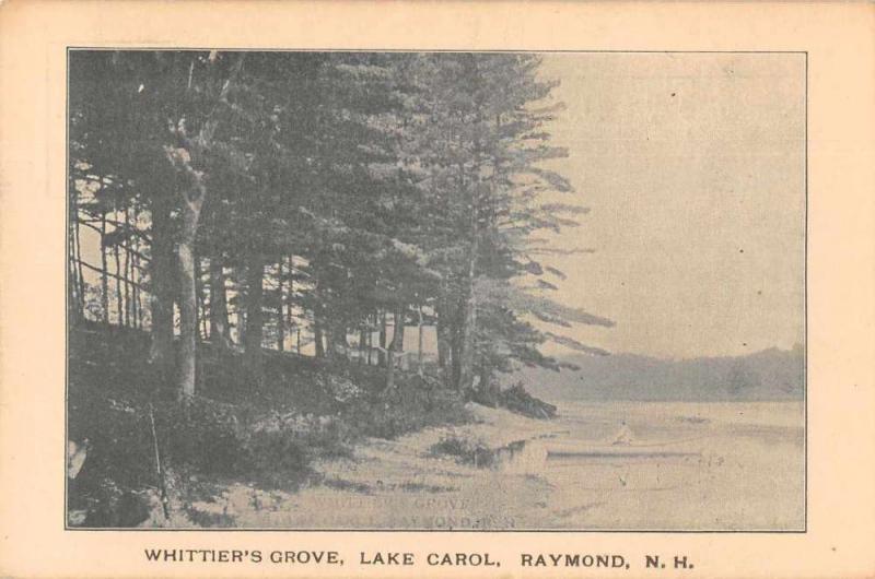 Raymond New Hampshire Lake Carol Whittier's Grove Vintage Postcard JD933693