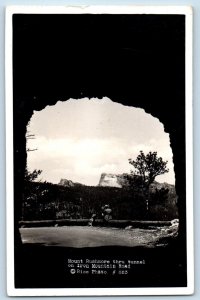 North Dakota ND Postcard RPPC Photo Mount Rushmore Tunnel Iron Mountain Road