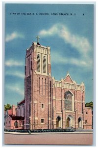 Long Branch New Jersey Postcard Star Sea R.C. Church Exterior View c1940 Vintage
