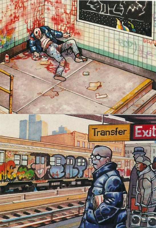 (6 cards) Subway Series by Spanish Comic Artist Pepe Moreno Prints on Postcards