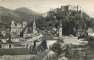 Postcard Austria Salzburg cityscape and Hohensalzburg citadel