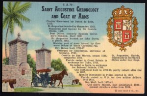 Florida SAINT AUGUSTINE Chronology and Coat of Arms - pm1955 - LINEN