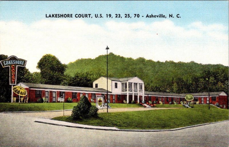 Asheville, NC North Carolina  LAKESHORE COURT MOTEL  Roadside  ca1940's Postcard