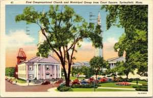First Congregational Church Municipal Group Court Square Springfield MA Postcard 