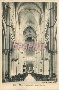 Old Postcard Blois Interior of Saint Nicolas