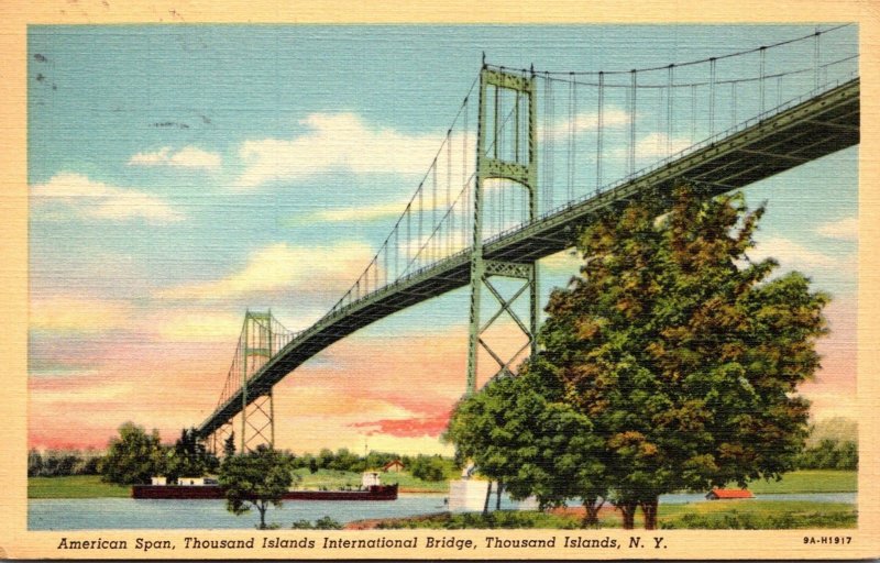 New York Thousand Islands International Bridge American Span 1940 Curteich