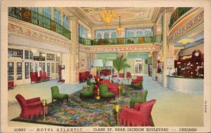 Lobby Hotel Atlantic Chicago IL Postcard PC480