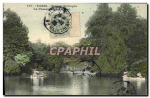 Old Postcard Paris Bois De Boulogne The bridge on the lake