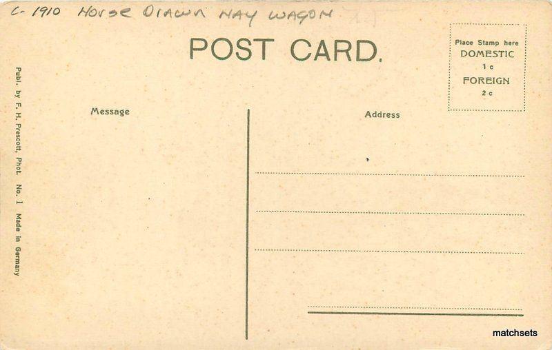 C-1910 Horse Drawn Hay Wagon Post Office Auburn New Hampshire postcard 7241