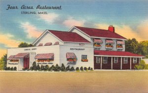 Sterling Massachusetts Four Acres Restaurant Linen Vintage Postcard AA65447 