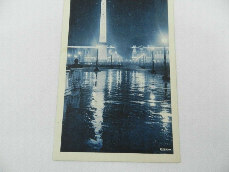 Vintage Postcard Paris by Night Illumina de la Place la Concorde France PATRAS