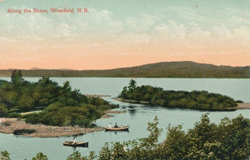 Rowboats along the Saint John River Westfield New Brunswick Canada pm 1910 - DB
