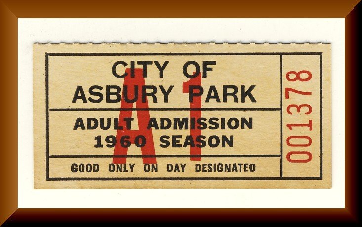 Unused 1960 Bathing Permit Ticket, Asbury Park,New Jersey/NJ