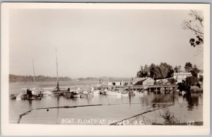 Boat Floats at Ganges BC Salt Spring Island Canada RPPC Postcard H82
