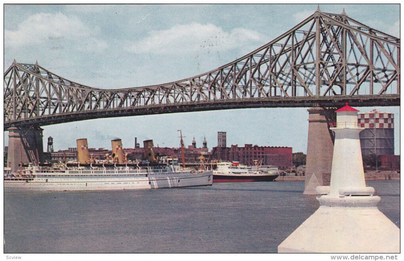 Ocean Liners under bridge , MONTREAL , Quebec , Canada , PU-1961