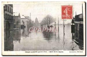 Paris floods Old Postcard Quai de la Rapee January 1910