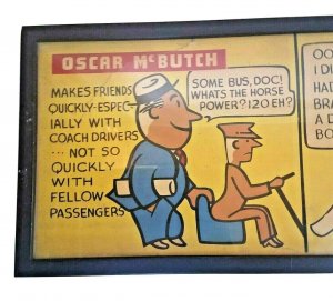 Vintage Seattle Transit Authority Oscar McButch 1940s Advertising Art Sign Comic 