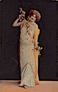 WOMAN WITH FLOWERS WEARING FANCY DRESS-GERMAN PHOTO POSTCARD