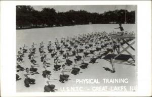 Great Lakes IL Navy Training Physical Training Real Photo Postcard myn