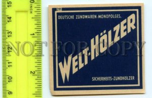 500187 GERMANY WELT-HOLZER ADVERTISING Vintage match label