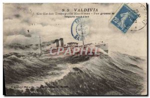 Postcard Old Ship SS Valdivia Cie Gle Maritime Transport in heavy seas