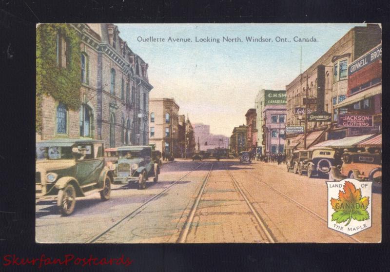 WINDSOR ONTARIO CANADA DOWNTOWN OUELLETTE AVENUE STREET SCENE POSTCARD